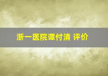 浙一医院谭付清 评价